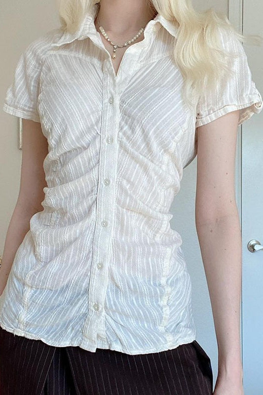 Slim Fit Short Sleeve Textured Blouse Main image