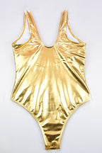 Chic Solid Foil Detail One Piece Swimwear