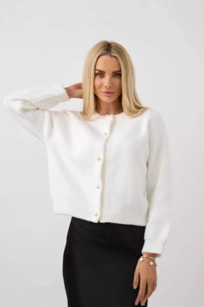 White Button Front Cardigan Secondary image