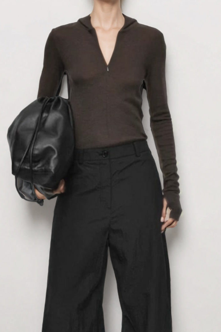 Casual Hooded Half Zip Knit Top Main image