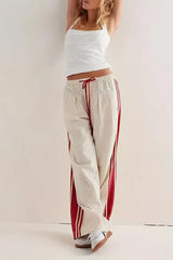 Side Stripe Airy Casual Wide Leg Sweat Pants