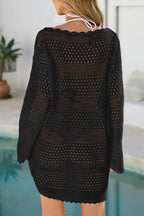 Hollow Out Woven Loose Wavy Hem Cover Up