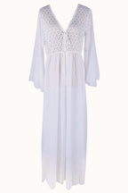 Lace Cutout Bell Sleeve Boho Dress
