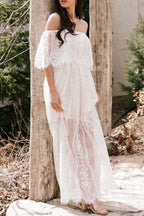 Strapless Cutout Off Shoulder Maxi Boho Dress