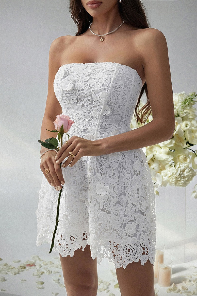 Solid Bustier Embroidered Cocktail Dress Secondary image