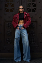 Washed Low Waist Straight Leg Jeans