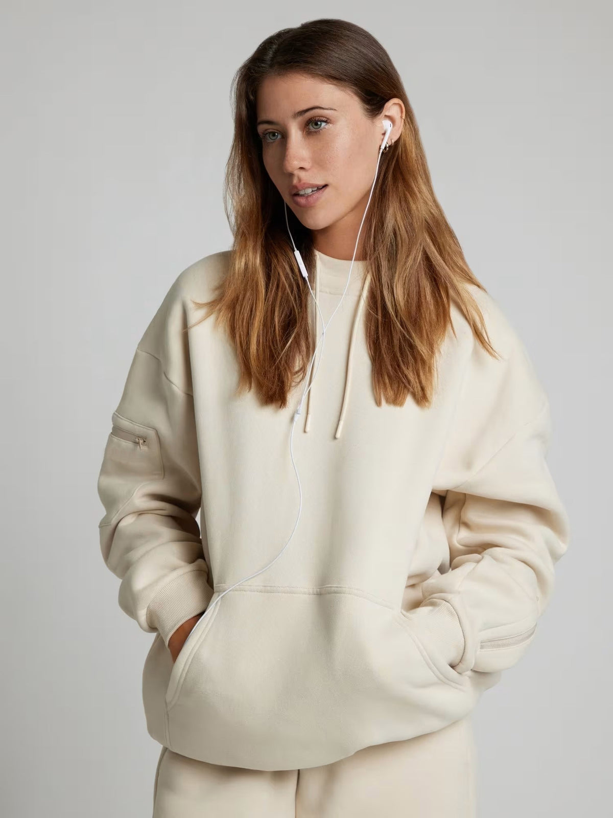Solid Eye Mask Hoodie Pants Two Piece Set