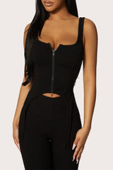 U Neck Zip Back Knit Top