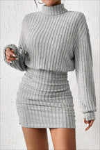 Slim Fit Ribbed Knit Sweater Dress