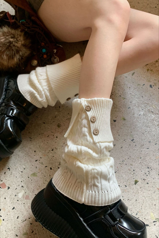 Cable Knit Foldover Button Leg Warmers Main image