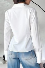Slim Fit Flare Sleeve V Neck Blouse