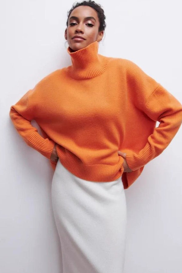 Loose Fit High Neck Sweater Orange / S Main image