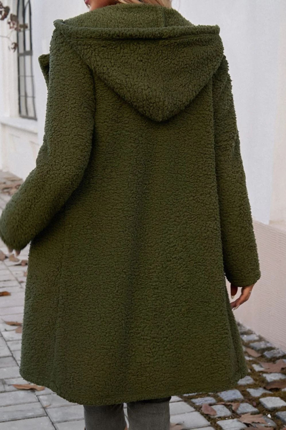 Mid Length Fuzzy Lapel Coat coats