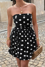 Vintage Polka Dot Strapless Mini Dress