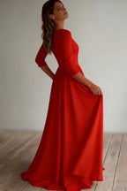 Three Quarter Sleeve Pocket Formal Dress
