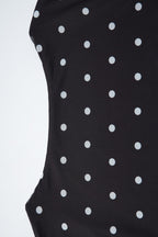 Polka Dot Mesh Patchwork Square Neck Tee