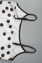 Polka Dot Sleeveless Crop Top High Waist Contrast Skirt Set