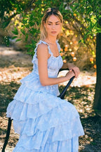Floral Print Spaghetti Strap Romantic Prom Dress