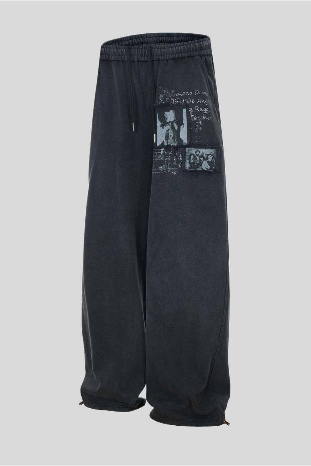 Washed Illustration Long Wide Leg Sweatpants