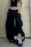 Leopard Waist Cross Patch Wide Leg Cargo Pants