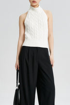 Cable Crochet Halter Knit Top