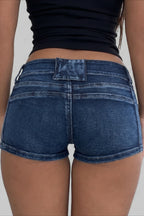 Distressed Low Rise Utility Pocket Denim Shorts