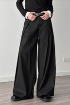 Casual 3D Pleat A-Line Wide Leg Pants