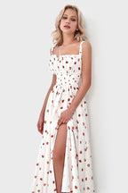 Low Neck Strap High Waist Slit Floral Dress