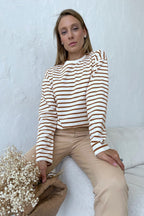 Cotton Striped Crew Neck Long Sleeve Tee