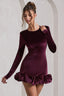 Velvet Crew Neck Ruched Midi Dress