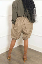 Casual Elastic Waist Harem Shorts