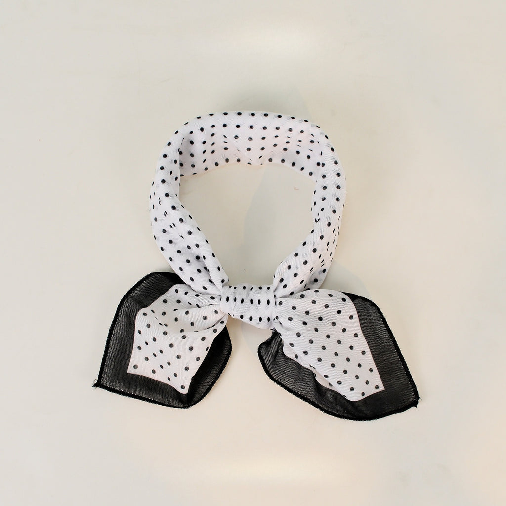 Polka Dot Faux Linen Square Hair Neck Sun Scarf