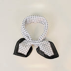 Polka Dot Faux Linen Square Hair Neck Sun Scarf