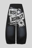 Distressed Typography Barrel Leg Pants