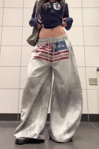 Washed Graphic Barrel Leg Sweatpants