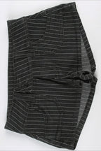Striped Colorblock Low Rise Double Breasted Denim Shorts