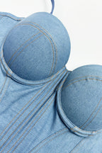 Underwire Denim Corset Cami Top