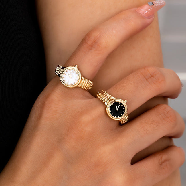 2-Piece Minimalist Watch Drip Color Ring Set Main image
