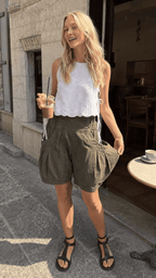 High Waist Utility Wide Leg Loose Fit Shorts