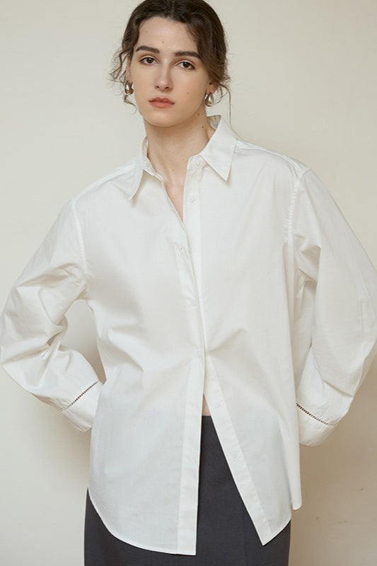 Long Sleeve Cotton Lapel Collar Blouse Main image