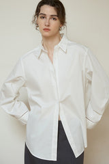 Long Sleeve Cotton Lapel Collar Blouse