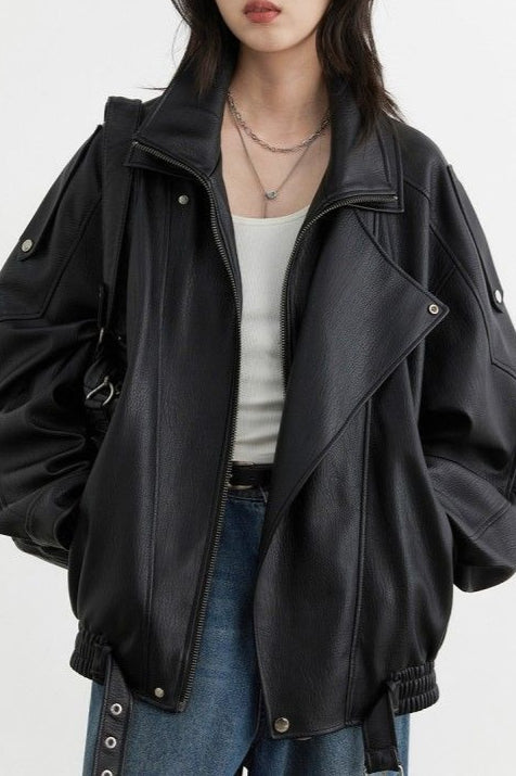 Oversized Moto Leather Jacket