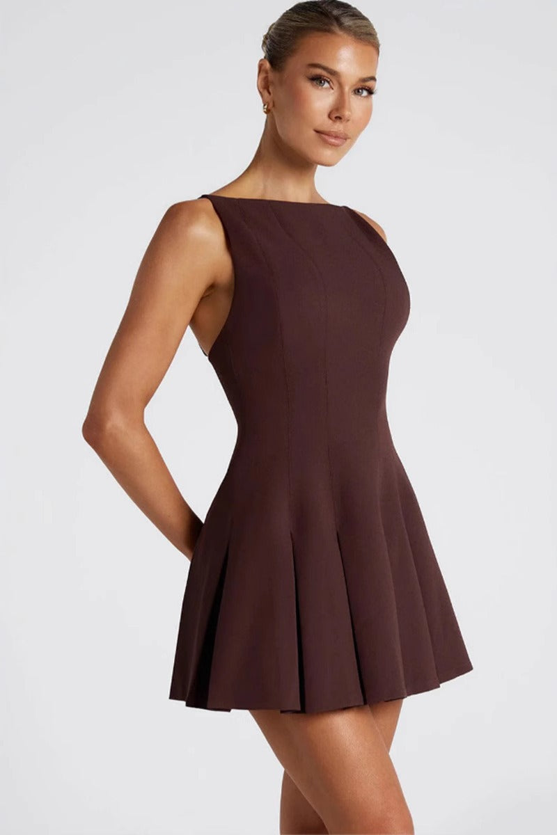 Solid Color Wide Hem Sleeveless Cocktail Dress Secondary image