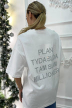 Rhinestone Letter Graphic Loose Fit Short Sleeve Tee