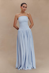 Solid Color Sleeveless Backless Ruched Corset Maxi Prom Dress