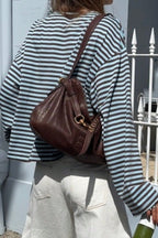 Colorblock Striped Relaxed Fit Long Sleeve Tee