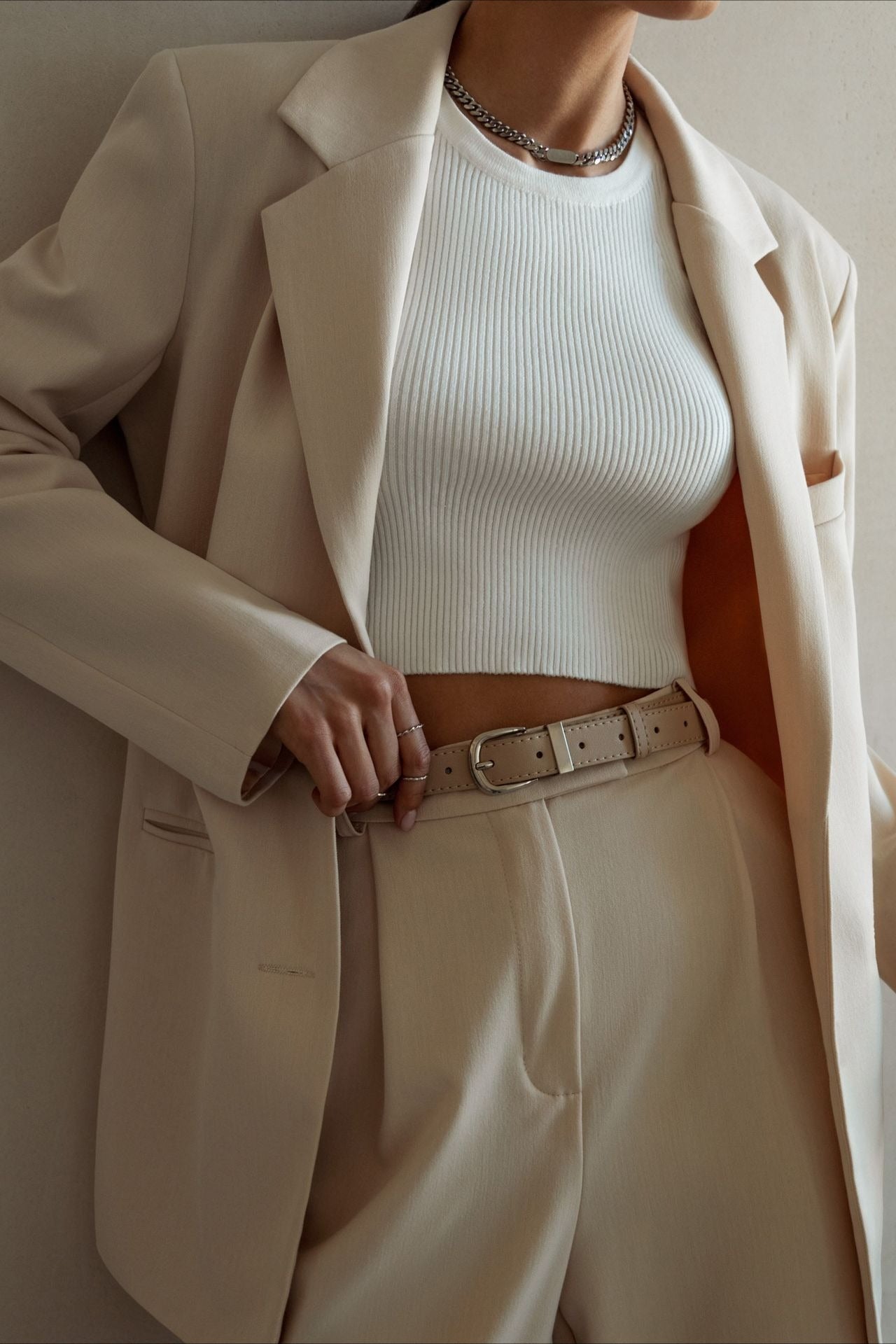 Solid Cropped Knit Top Secondary image