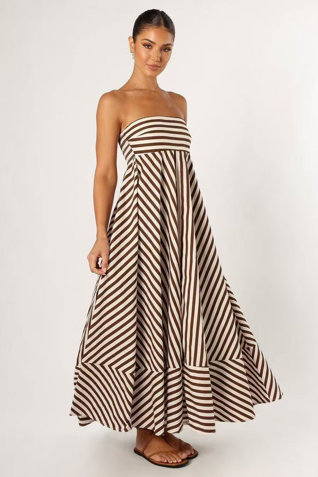 Chic Striped Tube Maxi Vacation Dress Main image