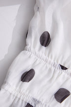 Polka Dot Puff Sleeve Ruffle Blouse A Line Tiered Skirt Set
