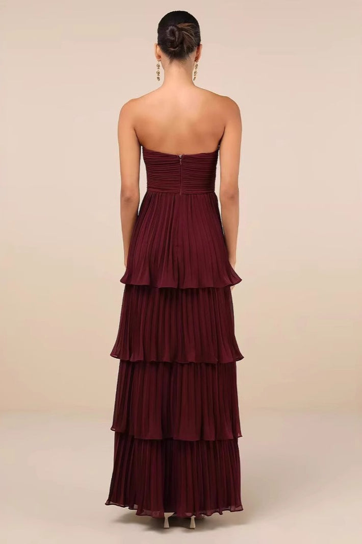 Ruched Bustier Tiered Hem Formal Dress Secondary image